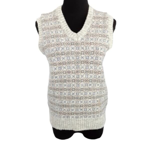 Vintage 90s Sweater Vest Gray Womens M 100% Wool - Picture 3 of 10